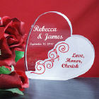 Engraved Love Honor Cherish Wedding Heart Keepsake