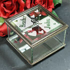 Engraved Couples Glass Jewelry Box