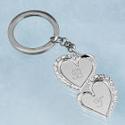 Engraved Double Heart Key Chains