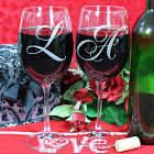 Engraved Wedding Couples Initials Wine Goblets
