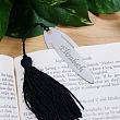 Engraved Silver Bookmark with Black Tassels 859080