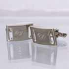 Personalized Brushed Silver Slotted Cufflinks