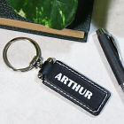 Personalized Black Leather Name or Initial Keychain