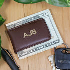 Personalized Brown Leather Initial Money Clip L26590X