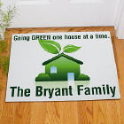 One House At A Time Personalized Go Green Doormat