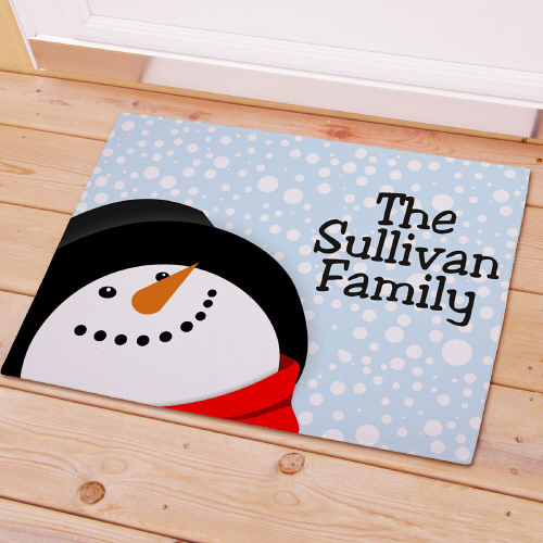 Custom Snowman Doormat with Family Name GiftsForYouNow