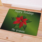 Poinsettia Holiday Personalized Doormat 83125797