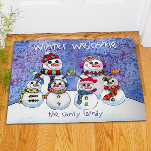 Personalized Snowman Family Doormat