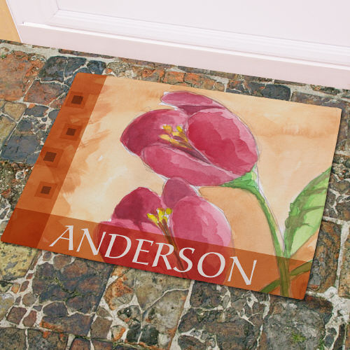 Personalized Red Tulips Doormat GiftsForYouNow