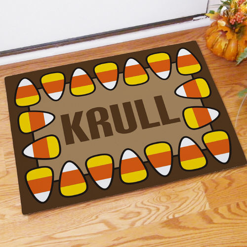Personalized Candy Corn Halloween Doormats