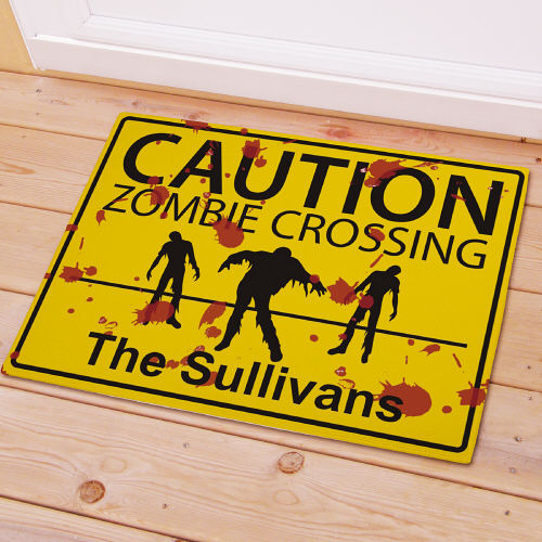 Personalized Zombie Crossing Halloween Doormats