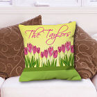 Personalized Spring Tulips Throw Pillow