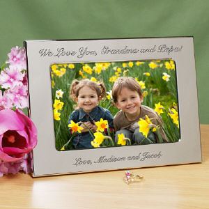 Engraved Custom Message Silver Picture Frame