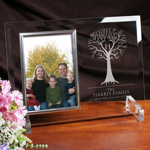 Personalized Family Tree Glass Picture Frame Our Family Engraved Photo