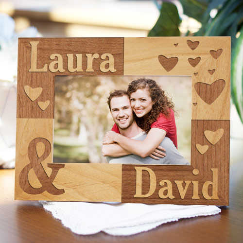 Personalized Couples Picture Frame Engraved Hearts Love Valentines