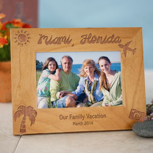 Personalized Vacation Picture Frame Spring Break Engraved Wood Photo Frame