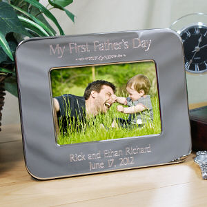 Engraved First Fathers Day Silver Picture Frame