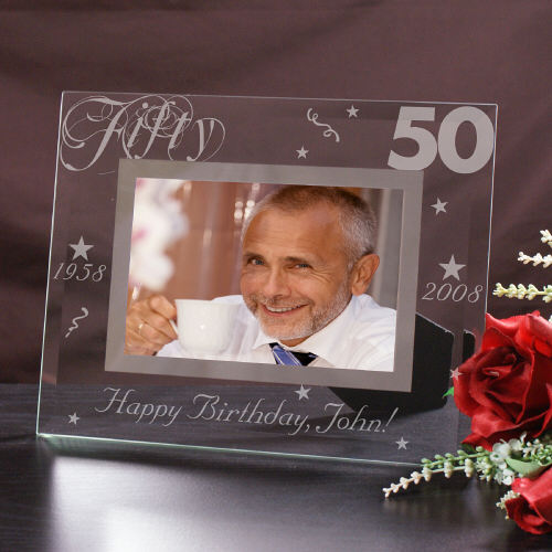 Engraved 50th Birthday Glass Picture Frame GiftsForYouNow