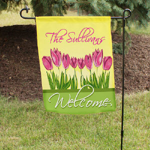 Personalized Spring Tulips Garden Flag