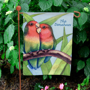 Personalized Love Birds Garden Flag