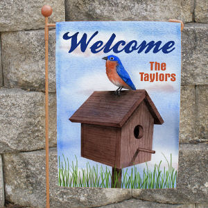 Personalized Blue Bird Welcome Garden Flag