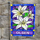 Personalized Lily Flowers Welcome Garden Flag