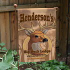 Personalized Big Buck Lodge Garden Flag