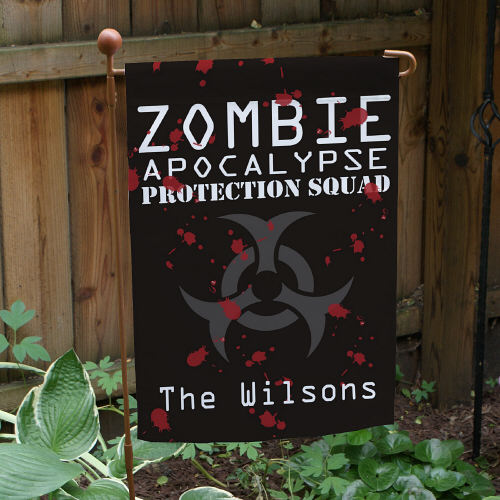 Personalized Zombie Apocalypse Halloween Garden Flags