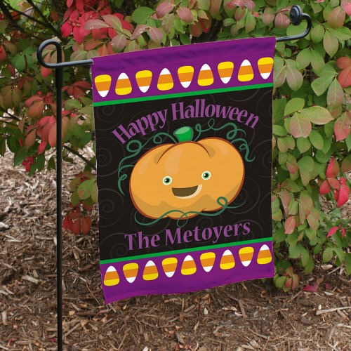 Personalized Happy Halloween Candy Corn Garden Flags