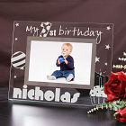 Engraved First Birthday Glass Picture Frame