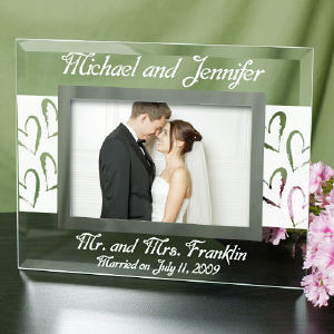 Mr. and Mrs. Wedding Glass Picture Frame