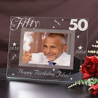Engraved 50th Birthday Glass Picture Frames
