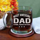 Engraved Most Awesome Parent Glass Mug G242670