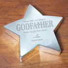 Engraved Godfather Silver Star Keepsake