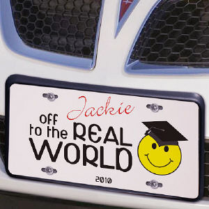 Off to the Real World Graduation Personalized License Plate