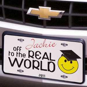 Off to the Real World Graduation Personalized License Plate