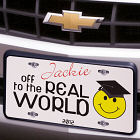 Off to the Real World Graduation Personalized License Plate