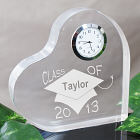 Engraved Class Of Graduation Keepsake Heart Clock
