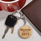 Engraved Class Of Wood Round Key Chain