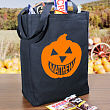 Happy Pumpkin Personalized Black Canvas Trick or Treat Tote Bag 818802BK
