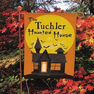Photo House Haunted Personalized Garden Flag