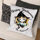 Personalized Halloween Witch Throw Pillow