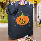 Personalized Smiling Pumpkin Trick or Treat Black Tote Bag