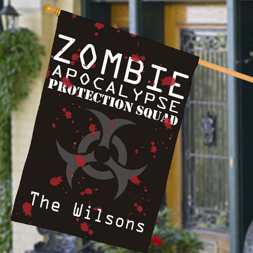 Personalized Zombie Apocalypse Halloween House Flags