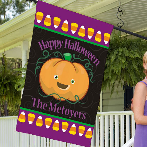 Personalized Candy Corn Happy Halloween House Flags