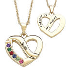 Family Name & Birthstone Heart Pendant Necklace
