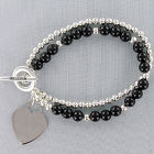 Engraved Black Agate Wisdom Bracelet D1BG1516