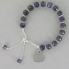 Engraved Genuine Amethyst Heart Lariet Bracelet D1BG1767-A