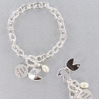 Inspirational Freshwater Pearl and Crystal Fortune Cookie Bracelet