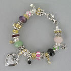 Engraved Antique Two -Tone Heart Bracelet